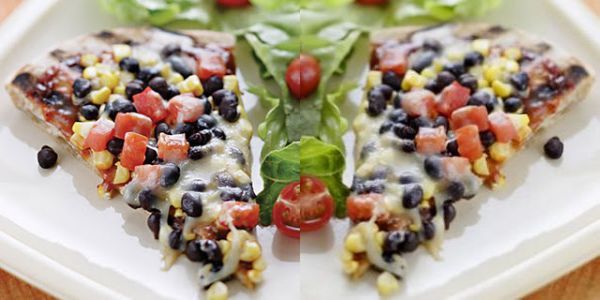 Corn and black bean pizza